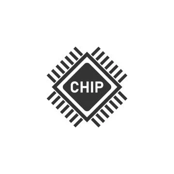 Chip icon flat Stock Illustration