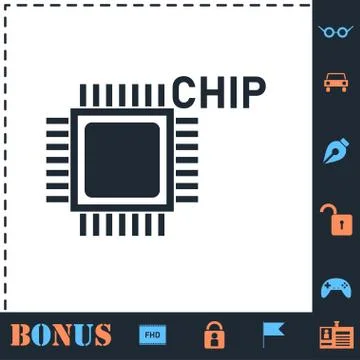 Chip icon flat Stock Illustration