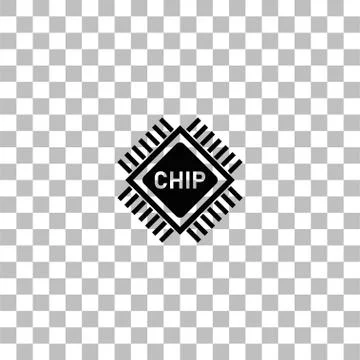 Chip icon flat Stock Illustration