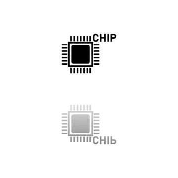 Chip icon flat Stock Illustration
