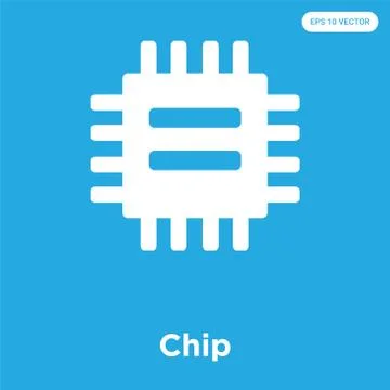 Chip icon isolated on blue background Free Stock Illustration
