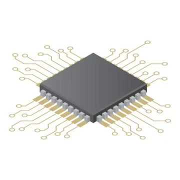 Chip icon, isometric style Illustrazione stock