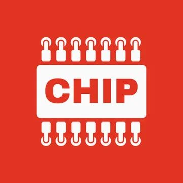 The chip icon. Microchip and microcircuit symbol. Flat 库存插图