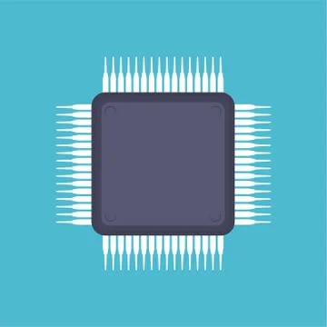 Chip icon, microchip icon. Stock Illustration