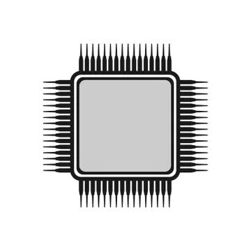 Chip icon, microchip icon. Stock Illustration