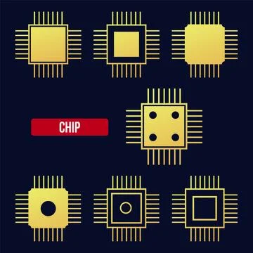 Chip icon set. flat vector illustration. 스톡 일러스트