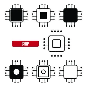 Chip icon set. flat vector illustration. Stock Illustration