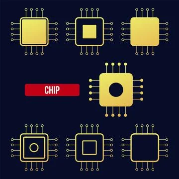 Chip icon set. flat vector illustration. Stockillustratie