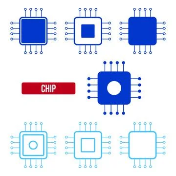 Chip icon set. flat vector illustration. 스톡 일러스트