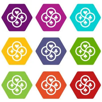 Chip icons set 9 vector Illustrazione stock