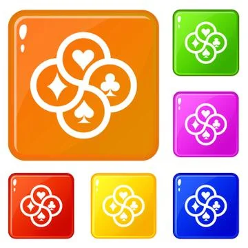 Chip icons set vector color Illustrazione stock
