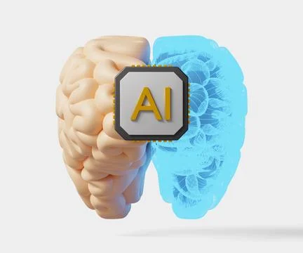 Chip inserted into brain 3d icon. Neuralink surgical implant Illustrazione stock