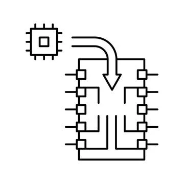 Chip installation semiconductor manufacturing line icon vector illustration Stock Illustration