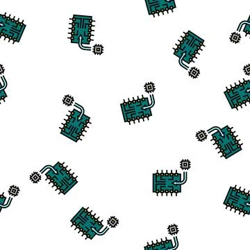 Chip installation semiconductor manufacturing vector seamless pattern イラスト素材