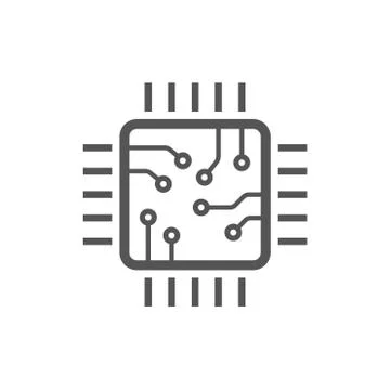 Chip isolated minimal icon. Processor line vector icon for websites and mobile Illustrazione stock