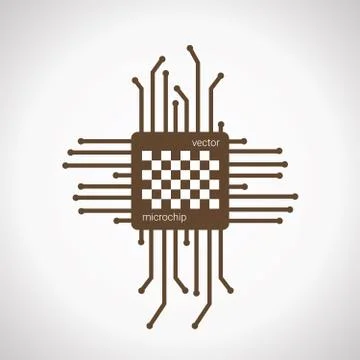 Chip isolated minimal icon. Stylized microchip illustration Stock Illustration
