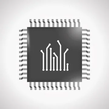 Chip isolated minimal icon. Stylized microchip illustration Stock Illustration