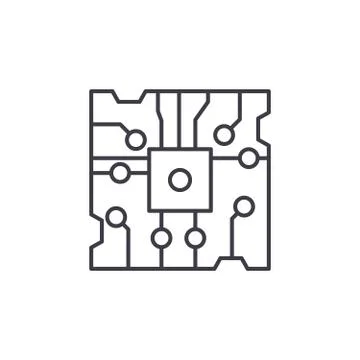 Chip line icon concept. Chip vector linear illustration, symbol, sign Stockillustratie
