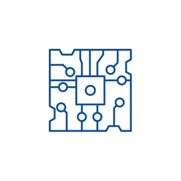 Chip line icon concept. Chip flat  vector symbol, sign, outline illustration. Stock Illustration