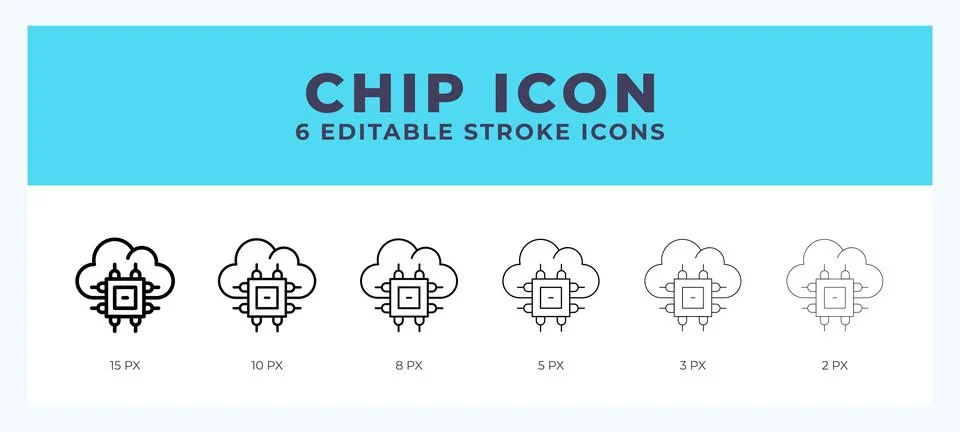Chip line icon. Vector icon symbol. Logo illustration. Editable line icon. 스톡 일러스트