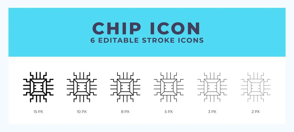 Chip line icon. Vector icon symbol. Logo illustration. Editable line icon. Illustrazione stock