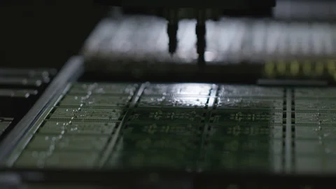 Chip manufacturing in electronics factory close up circuits Stock Footage 252755068
