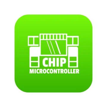 Chip microcontroller icon green vector Stock Illustration