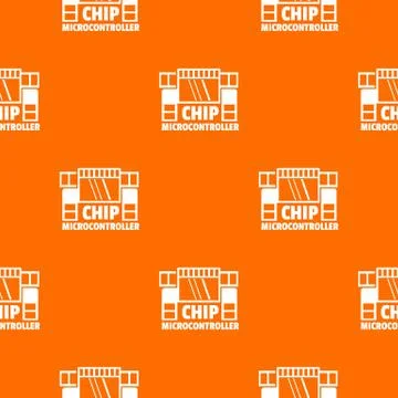 Chip microcontroller pattern vector orange イラスト素材