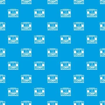 Chip microcontroller pattern vector seamless blue Stock Illustration