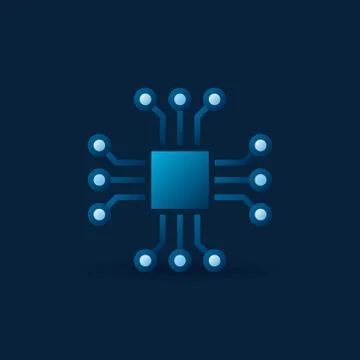 Chip modern vector icon. Computer chip logo element Stock Illustration