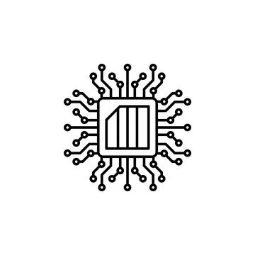Chip nanotech icon. Simple line, outline vector of artificial Intelligence icons Stock Illustration