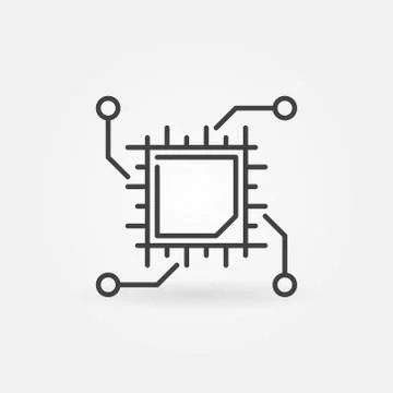 Chip or Processor vector concept outline icon Illustrazione stock