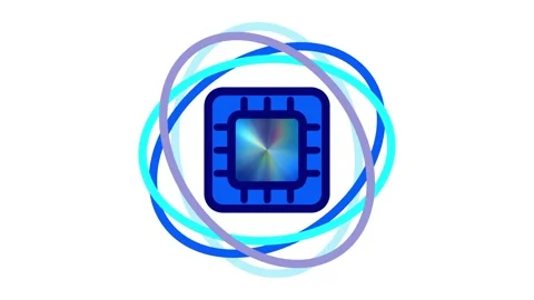 Chip With Orbiting Rings Stock Footage 346803810