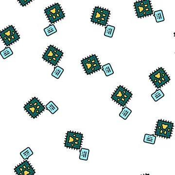 Chip for pet vector seamless pattern Illustrazione stock