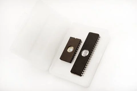 The chip is in a plastic package. An old chip. 写真素材