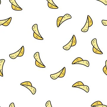 Chip potato vegetable vector seamless pattern Stock Illustration