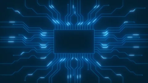 A chip with printed tracks through which binary information is transmitted Stock Footage 249953860