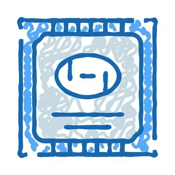 Chip processing information technology doodle icon Stock Illustration