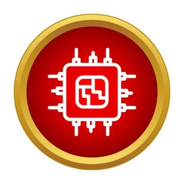 Chip processing unit icon concept technology symbol Illustrazione stock
