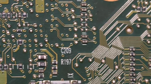 Chip processor computer circuit board electronic macro 4k Stock Footage 70667512