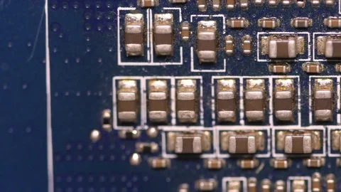 Chip processor computer circuit board electronic macro 4k Stock Footage 72402293