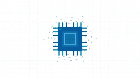 Chip Processor flat icon representing high performance computing technology Stock Footage 347725167
