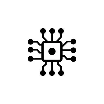 Chip Processor Flat Vector Icon 스톡 일러스트
