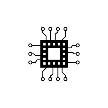 Chip Processor Flat Vector Icon 스톡 일러스트