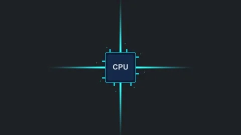 Chip Processor flat visualization of a modern computer cpu unit with digital Stock Footage 347725206