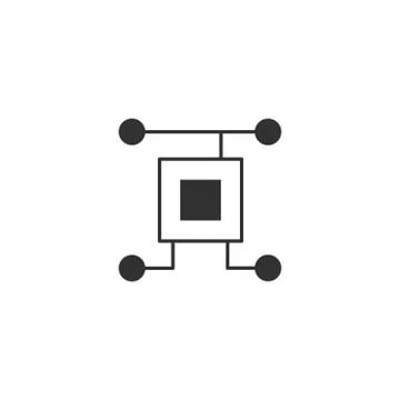 Chip processor icon, circuit technology electrical symbol, vector illustration Stock Illustration