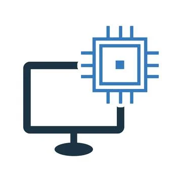 Chip, processor icon. Glyph style vector EPS. Illustrazione stock