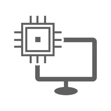 Chip, processor icon. Gray vector graphics. Stock Illustration