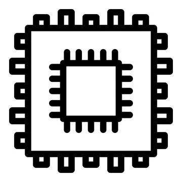 Chip processor icon, outline style イラスト素材