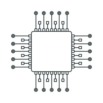 Chip processor line icon. Accessories for digital devices Stockillustratie